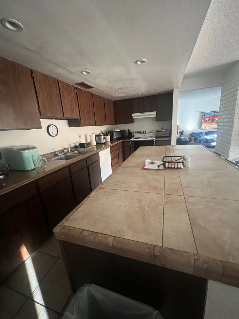 Kitchen and island. 