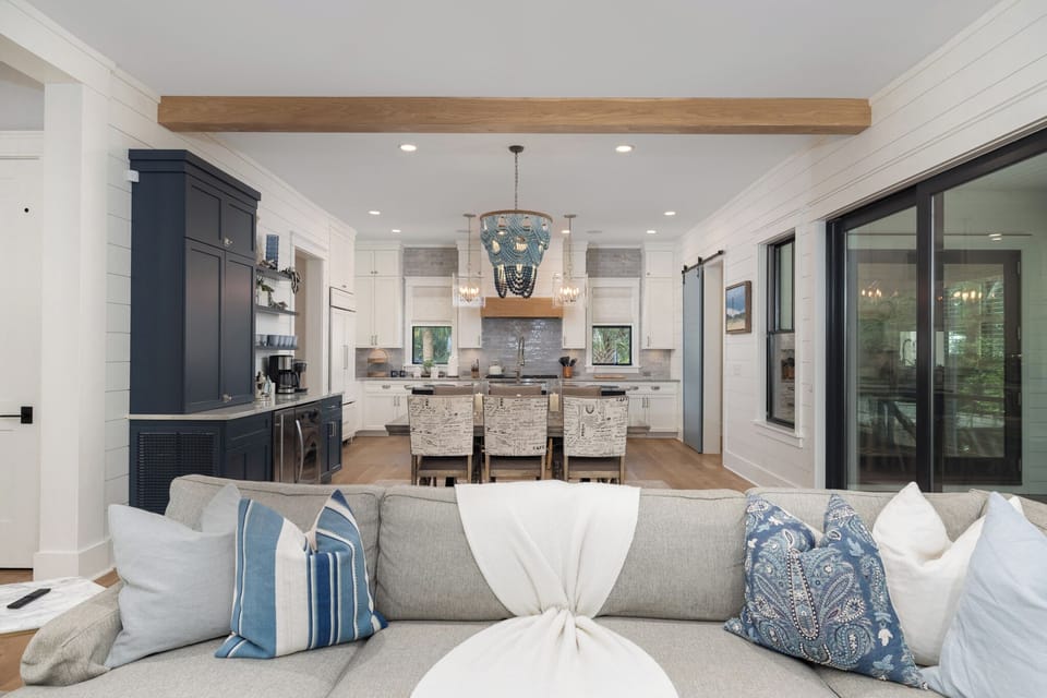 Your open-concept living space blends your kitchen, dining, and living room