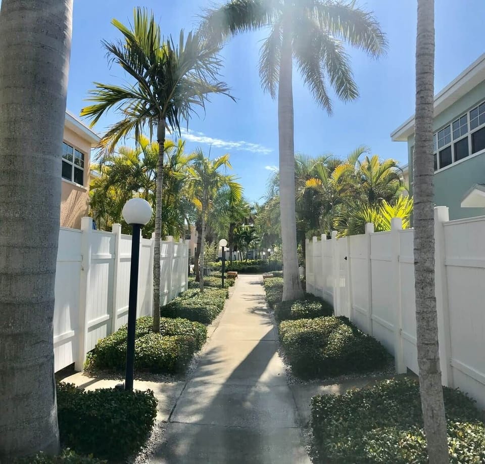 Walkway to Private Patio with gate