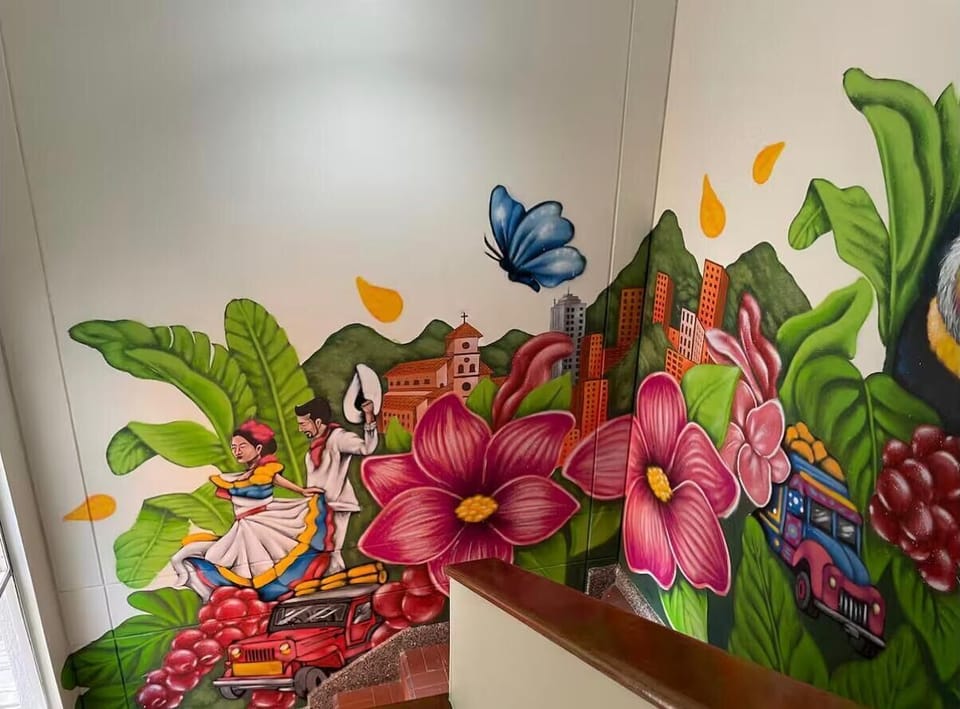 Building interior graffiti painted by local Medellin artist!