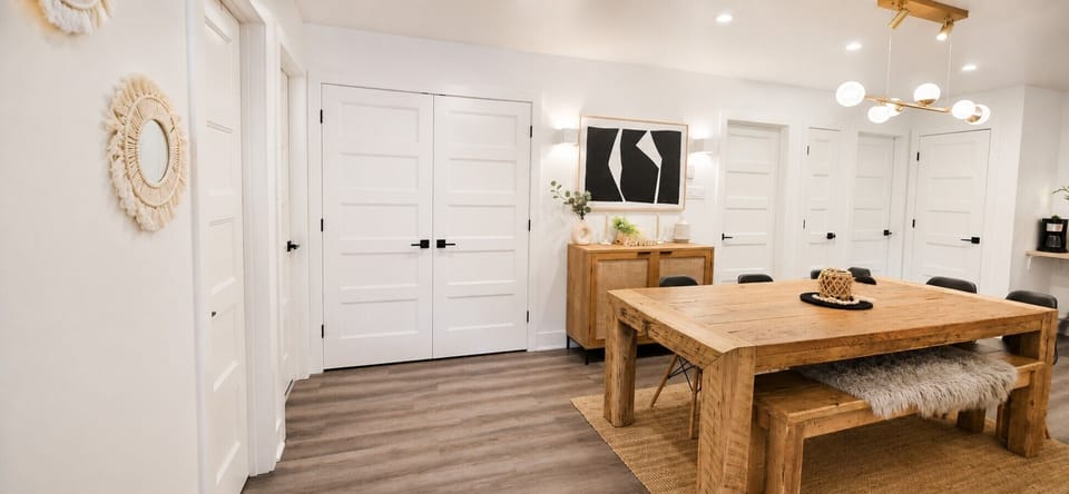 Laundry area in dining area