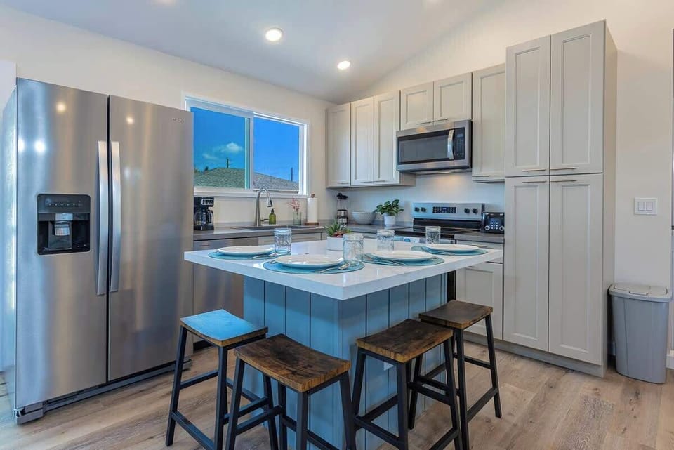 Kitchen Island Can Be Used for Dining, as a Breakfast Buffet or Taco Bar