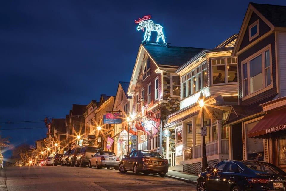 Downtown Bar Harbor in the evening