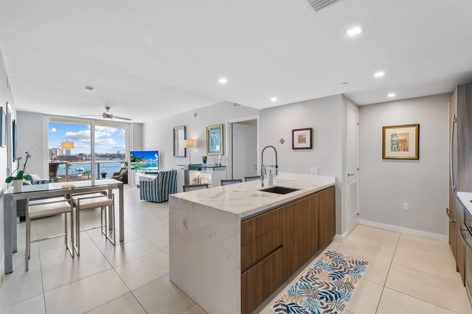 An open-concept space designed for gathering and relaxing