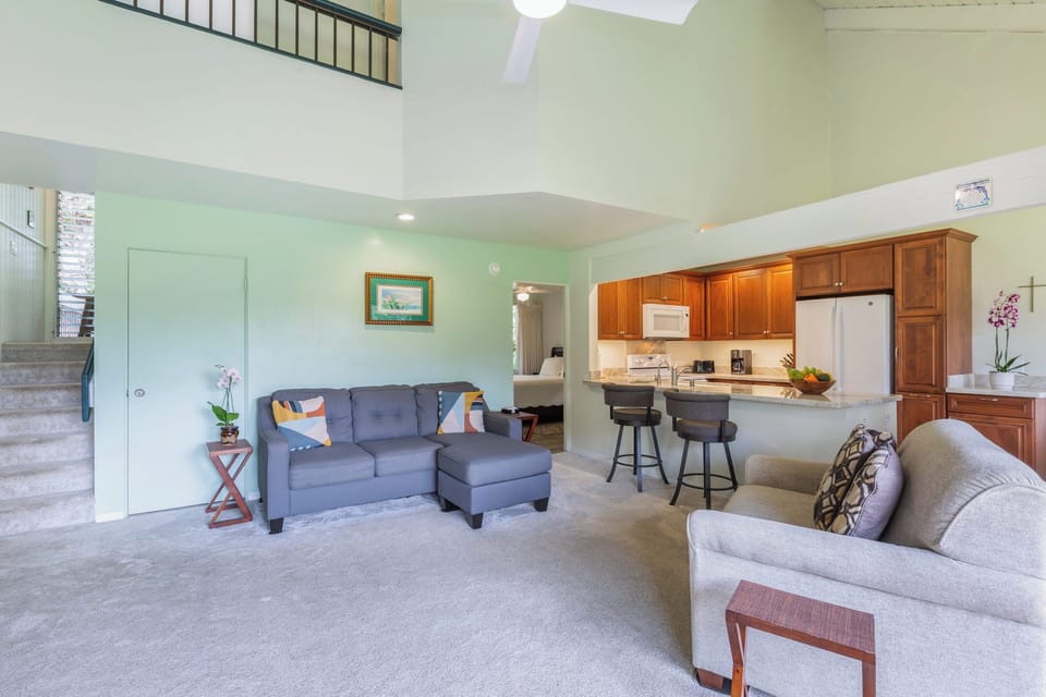 Relax in the living room or cook in the kitchen equipped with all your needs