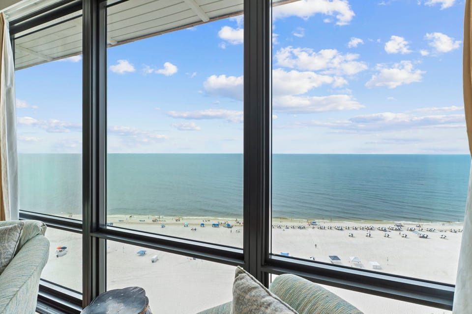 Expansive Gulf views from the comfort of an enclosed living room