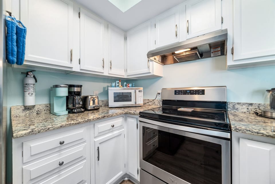 Kitchen corner for microwave, coffee makers, toaster and safety