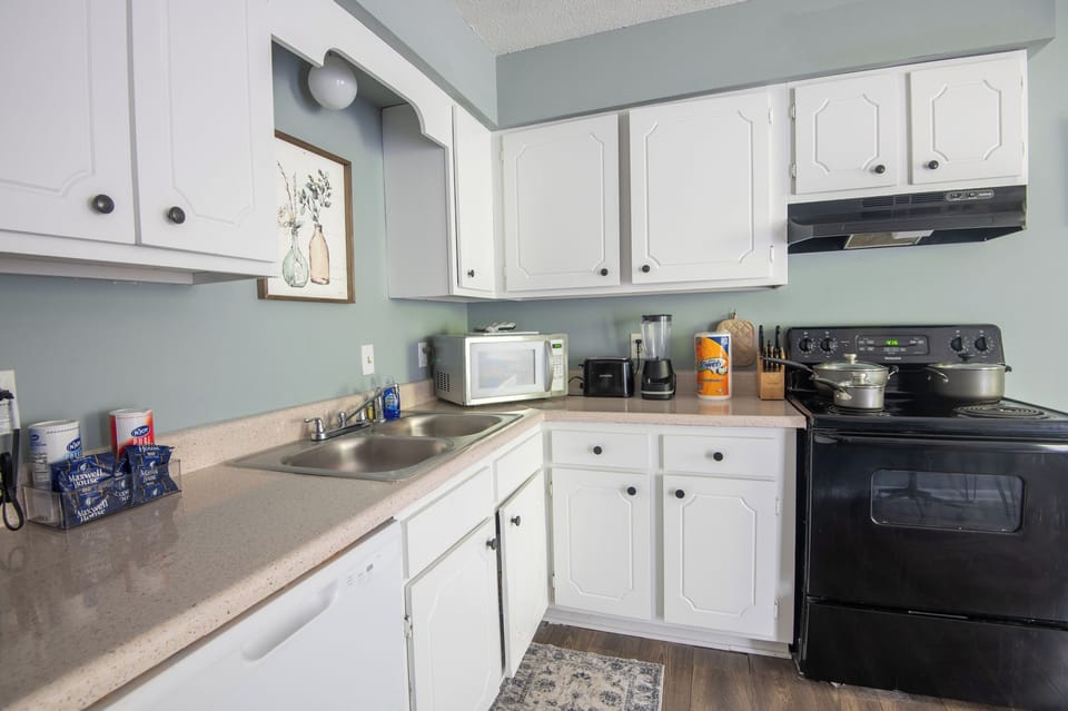 Cook everything from a quick breakfast to a family dinner in a fully equipped kitchen stocked with the essentials to make mealtime easy.