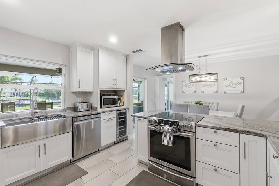 With generous counter space, and modern, upscale appliances, the kitchen is as inviting and beautiful as it is functional for everyday living.