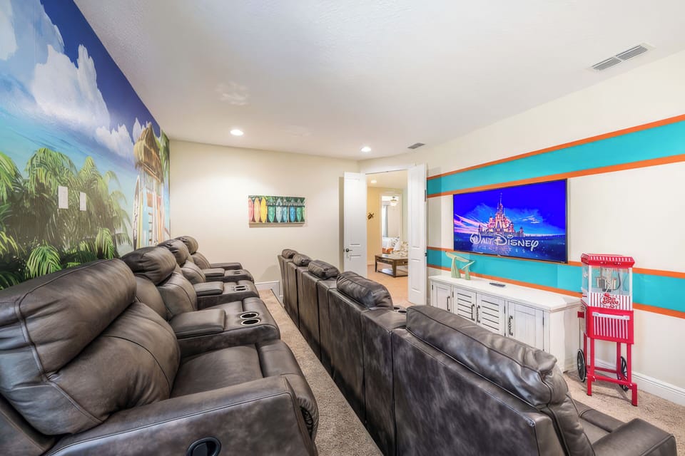 Gather for movie nights in the spacious family room with plush seating.