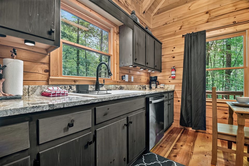 Fully-stocked kitchen area, with everything you need to prepare meals during your mountian getaway  