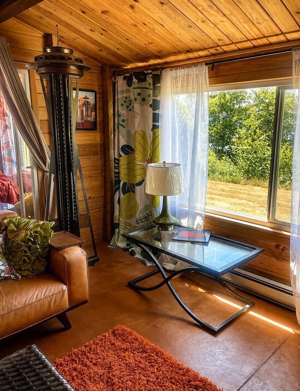 Living room corner with 7-foot Space Needle