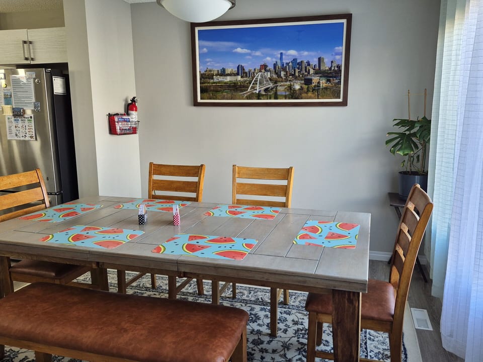 Dining area is good for 6 persons with extra seats/stools for seating up to 8-10