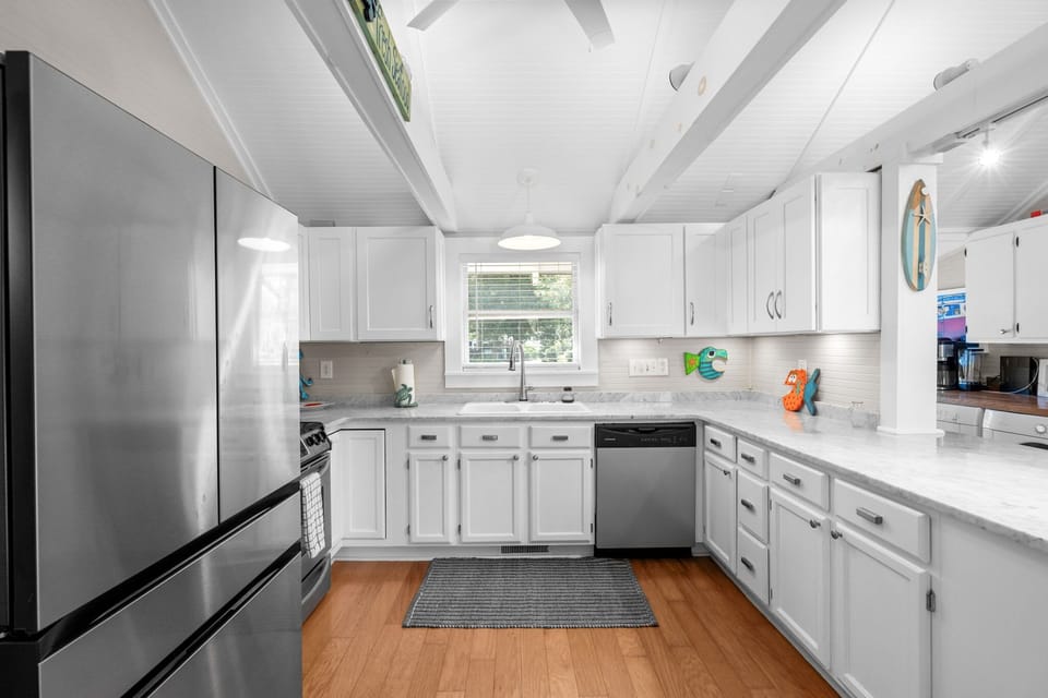 All stainless steel appliances and plenty of counter space for prepping!