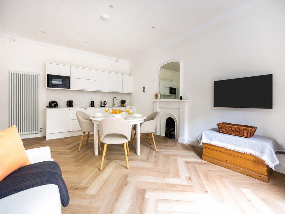 The open-plan living, kitchen and dining area