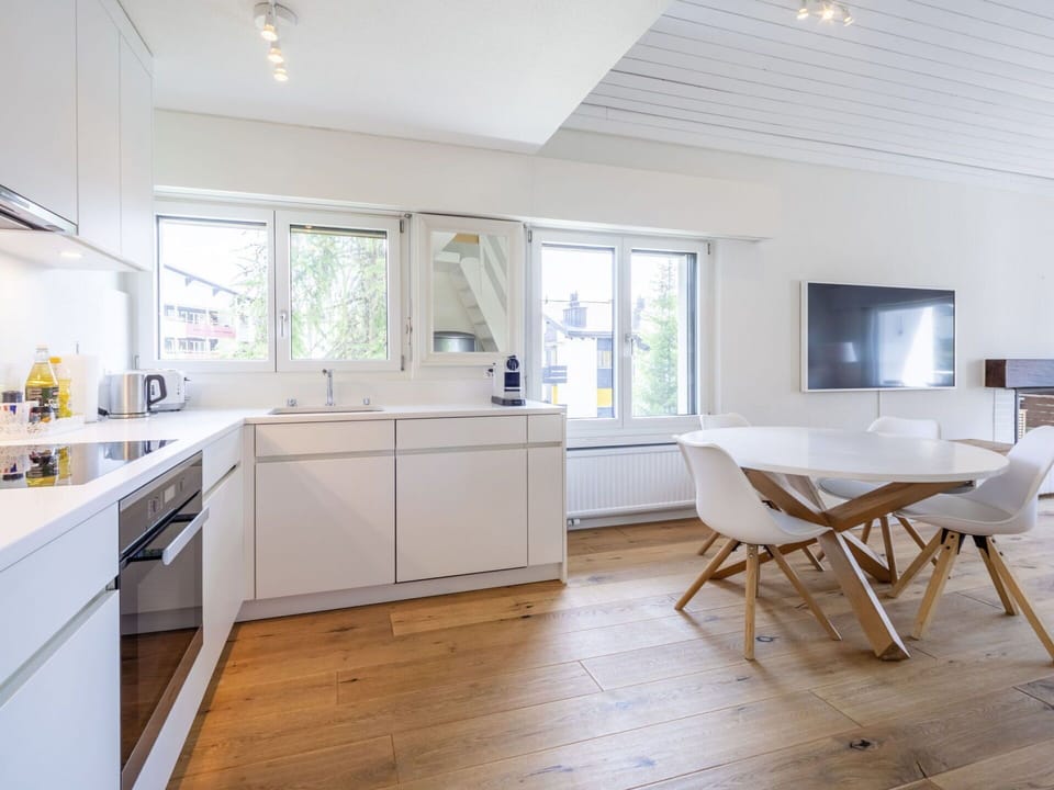 Interior Design, Furniture, Flooring, Floor, Wood Flooring, Wood, Ceiling, Light Fixture, Countertop, Home