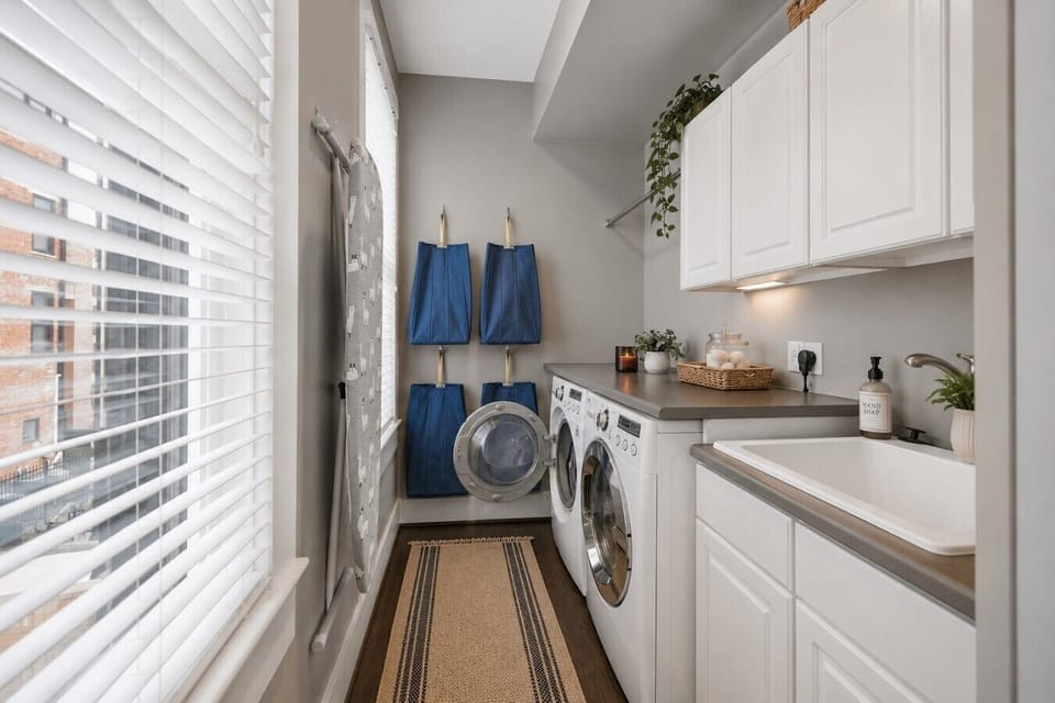 Laundry room with washer, dryer & utility sink
