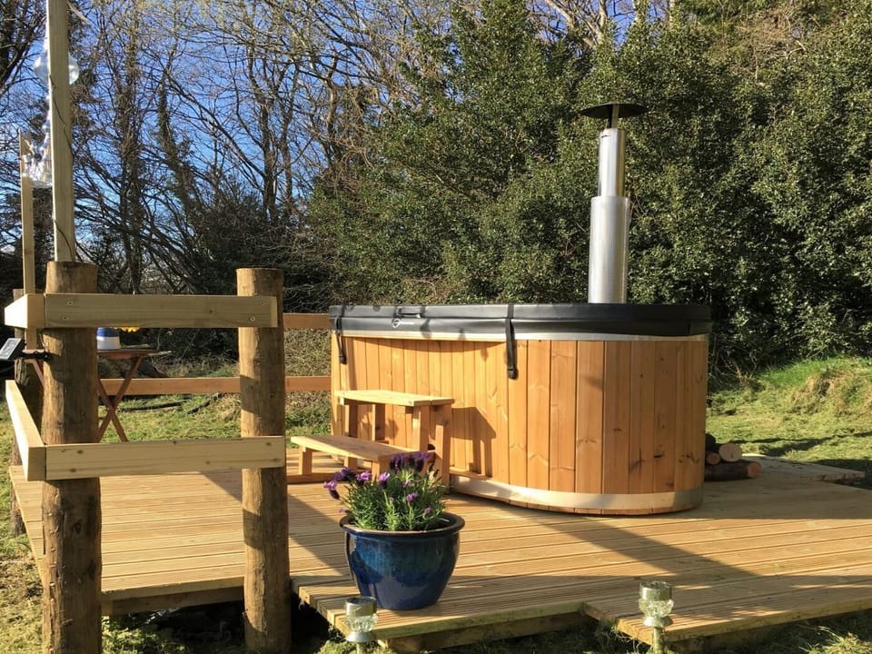 Private wood fired hot tub