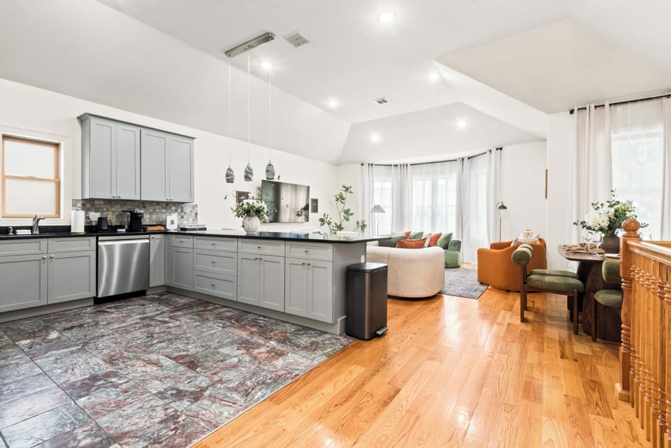 Open Space Living Room & Kitchen, Dining Space