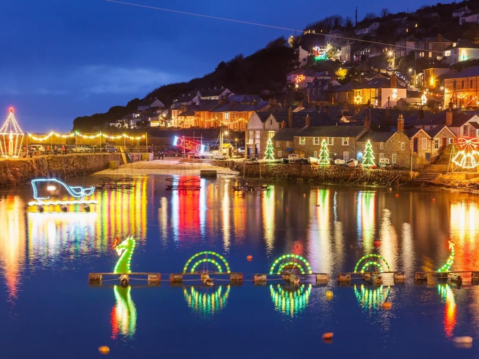 The famous Mousehole Harbour Christmas lights are just a few minutes away
