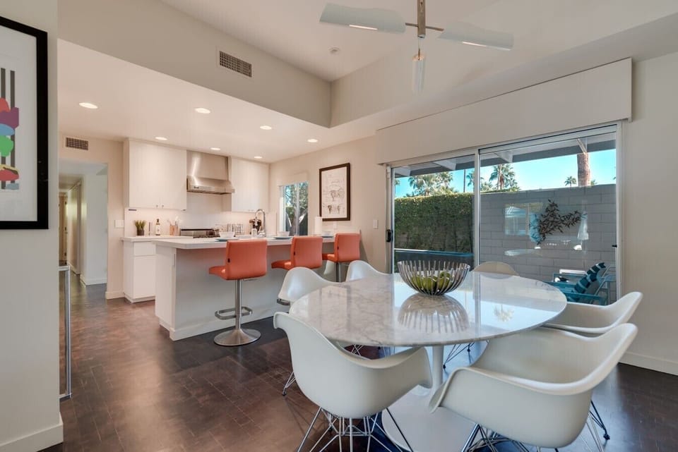 Formal Dining Room Opens to Front Patio Water Feature