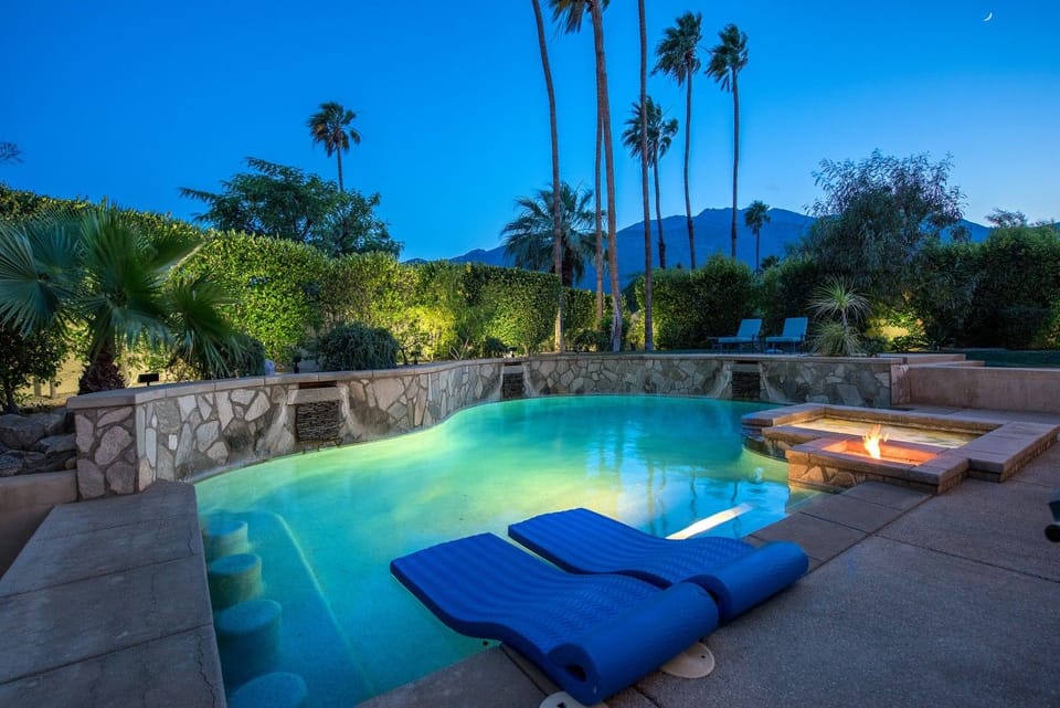 altwater Pool with Four Bar Stools, Three Waterfalls, Fire Pit & Sunken Kitchen