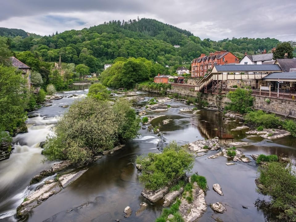 Nearby riverside town of Llangollen offers lovely shops and eateries 