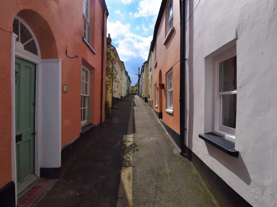 A view towards this remarkable seaside retreat (orange house on left)