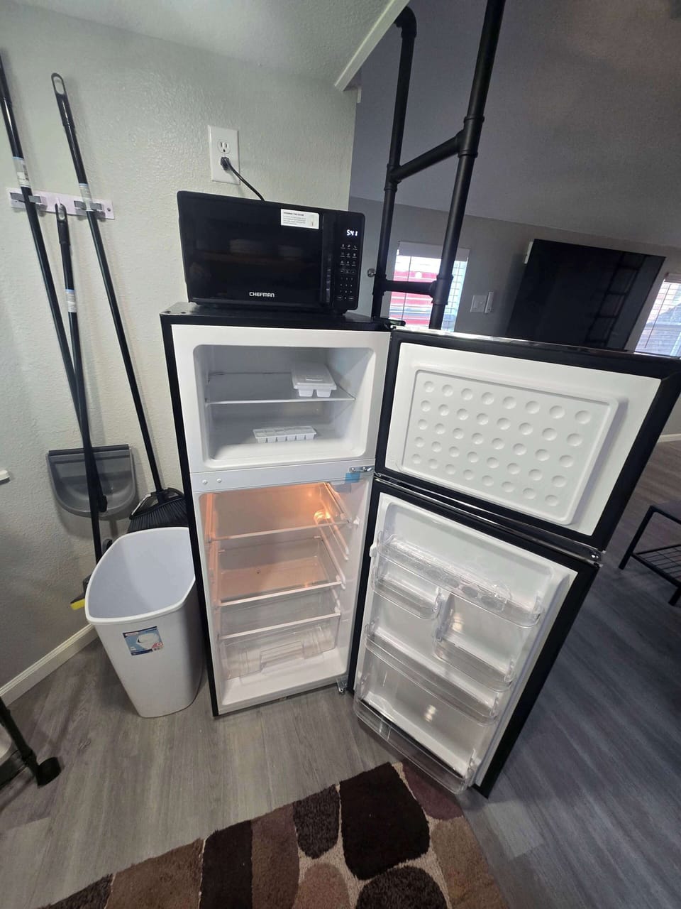 Apartment refrigerator and microwave perfect fit for the space!