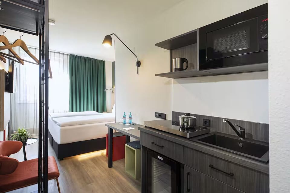 Settle in with an easy kitchenette for simple, tasty meals.