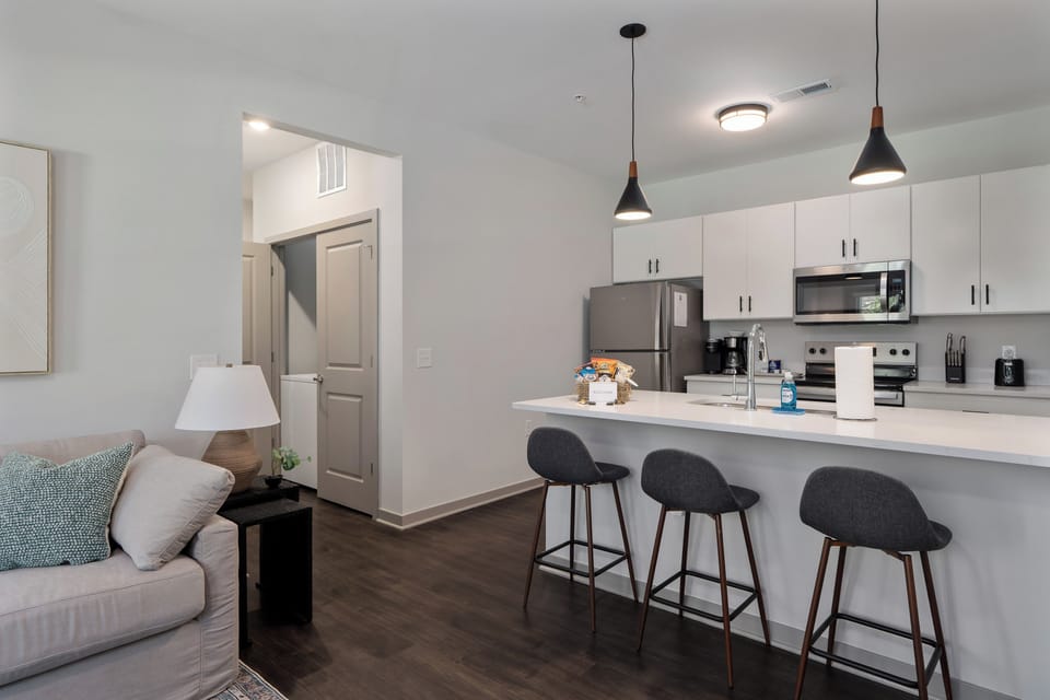 Comfortable seating everywhere, including 3 counter stools