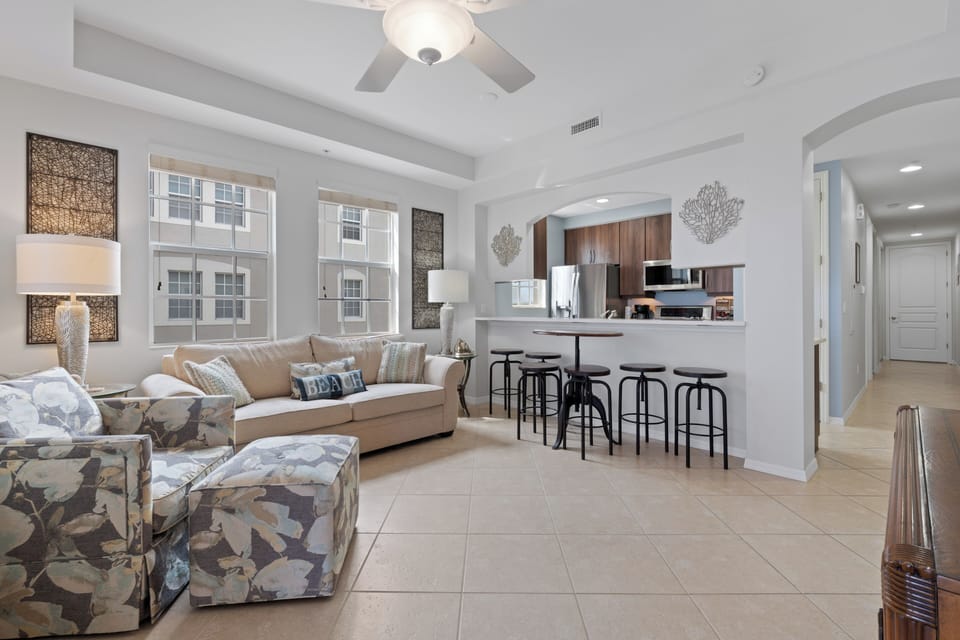 Living room with barstool seating