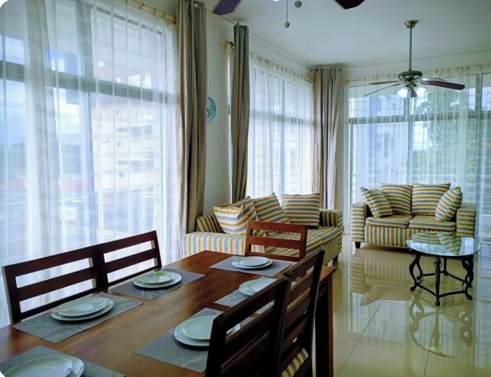 Living room and dining area