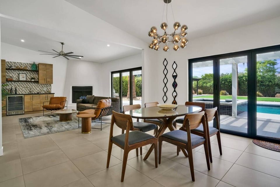 Spacious dining area for family dinners.