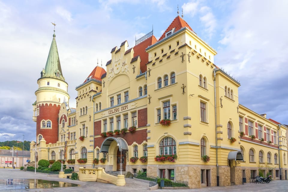 Historical building Celje Hall (Celjski Dom) on Krek Square