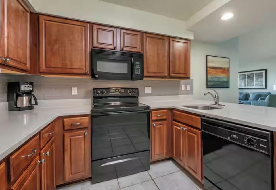 Cook with ease in the fully equipped kitchen and generous counters.