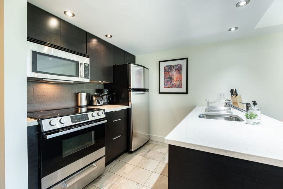 Full kitchen: Stainless steel appliances