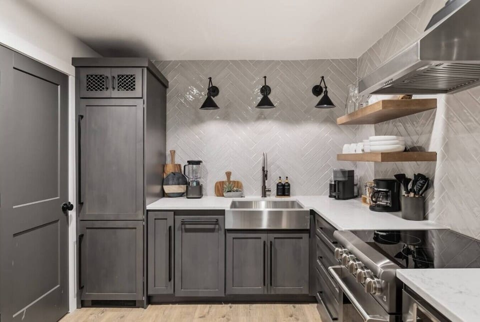 Fully equipped kitchen for all of your cooking needs! Seating for 2 at the island.