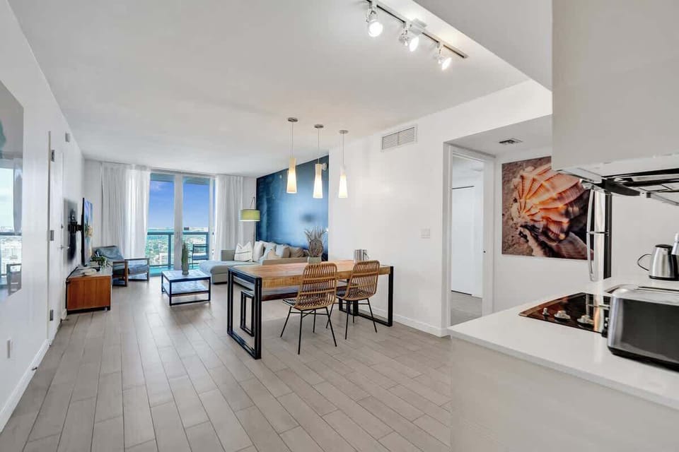 Open space living room and dining area