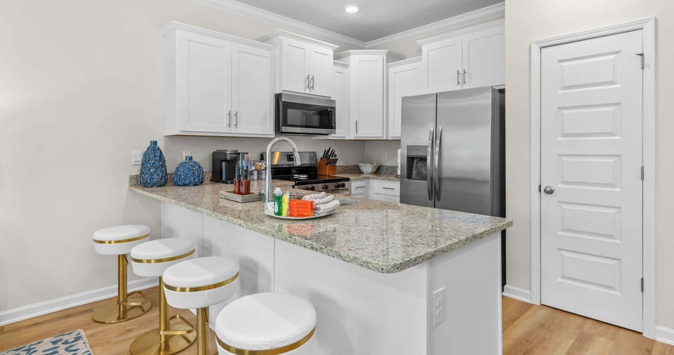 Modern kitchen with counter seating for casual dining