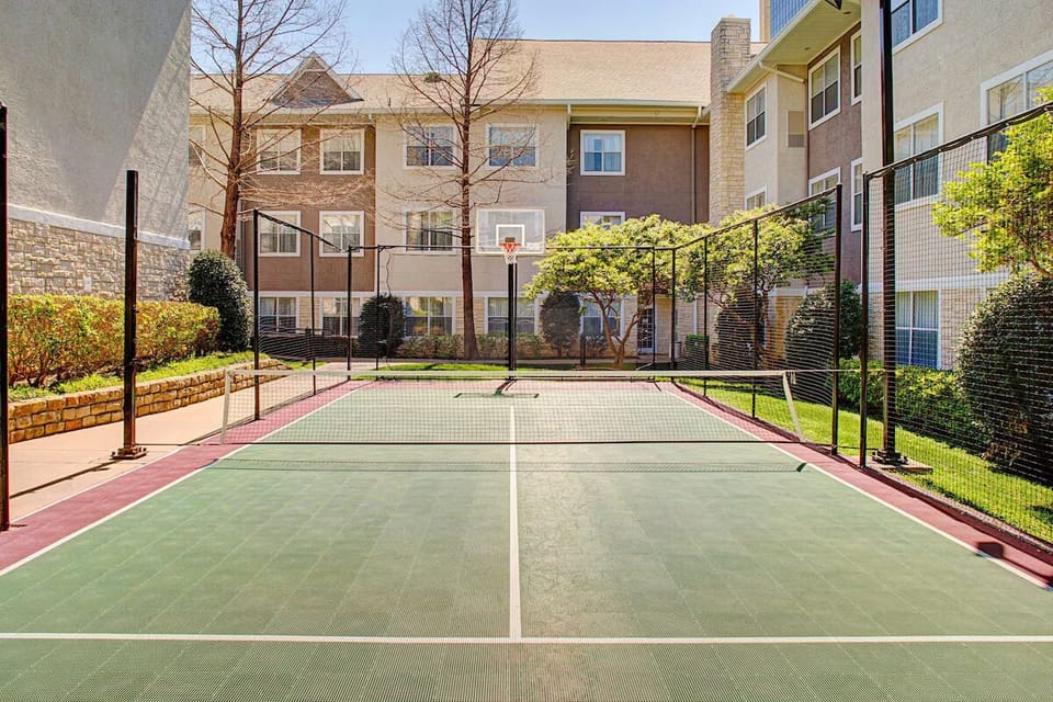Play a quick game and soak up the sunny outdoor space.