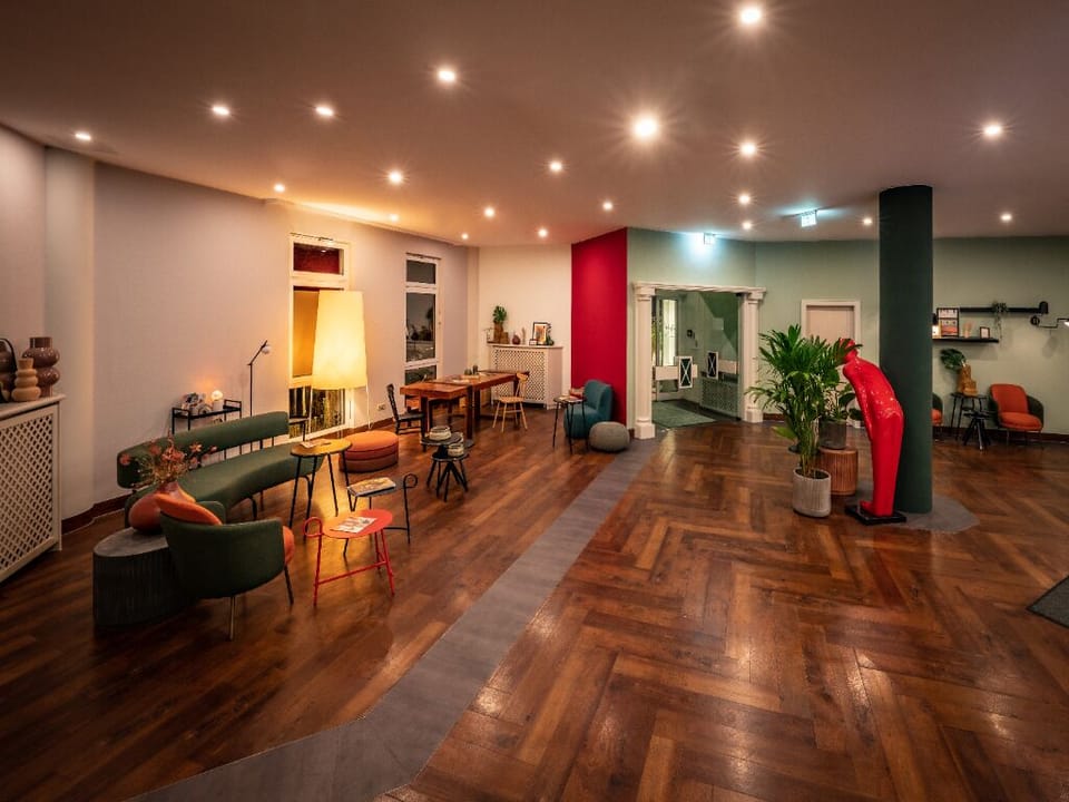 Settle into the cozy lounge for drinks and conversation.