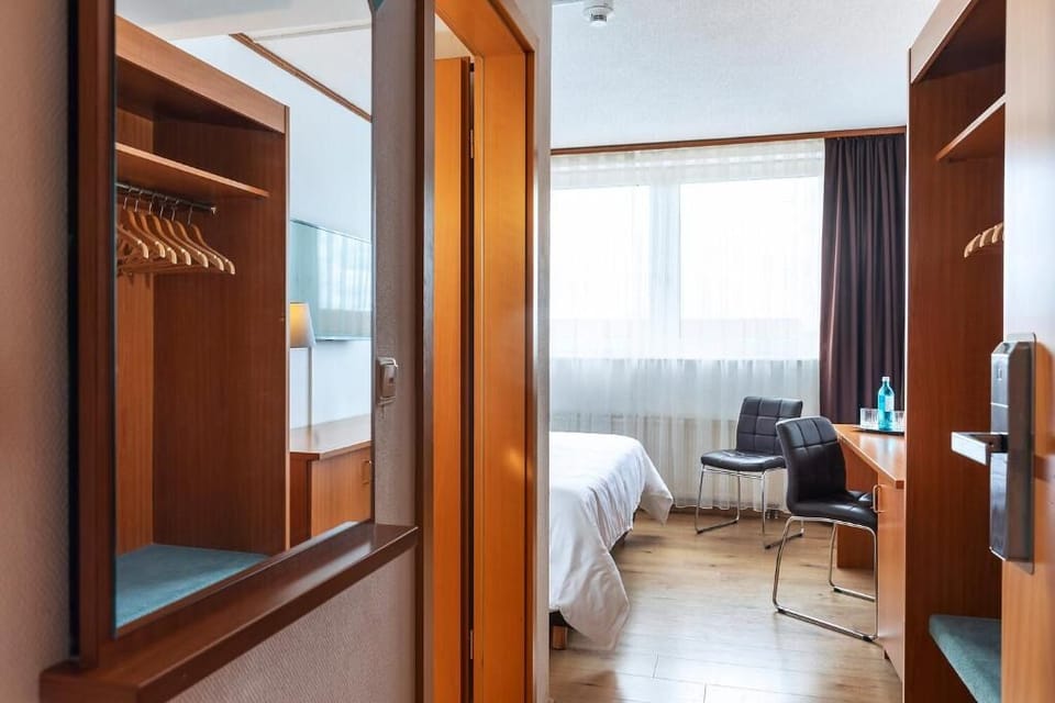 Arrive and unpack easily with open wardrobe and seating.