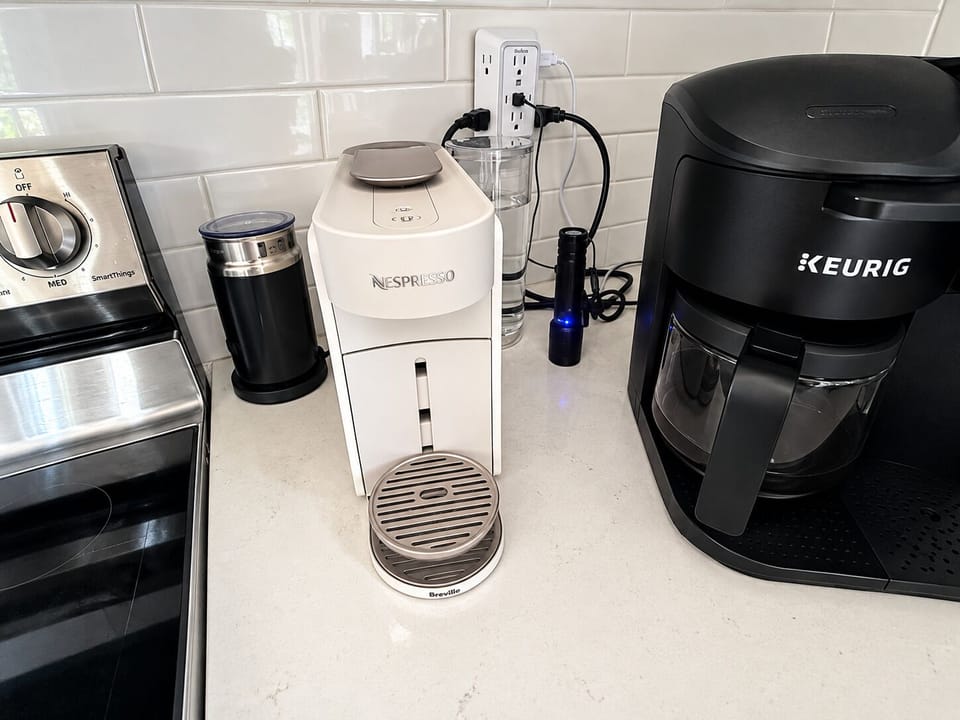 Start your morning right with Nespresso and Keurig coffee at your fingertips.
