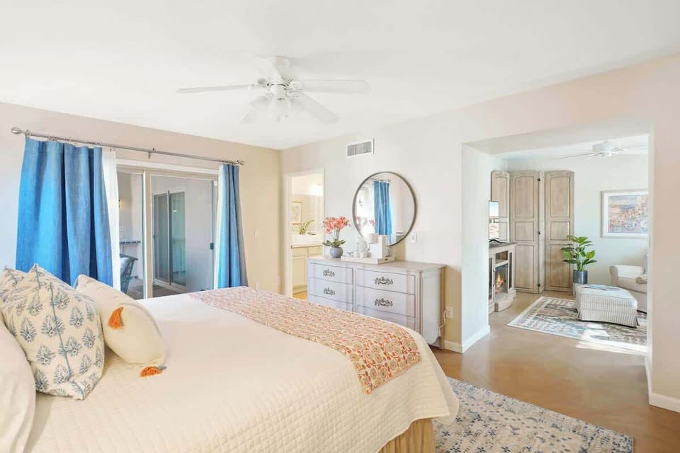 View from the bed into the living room.