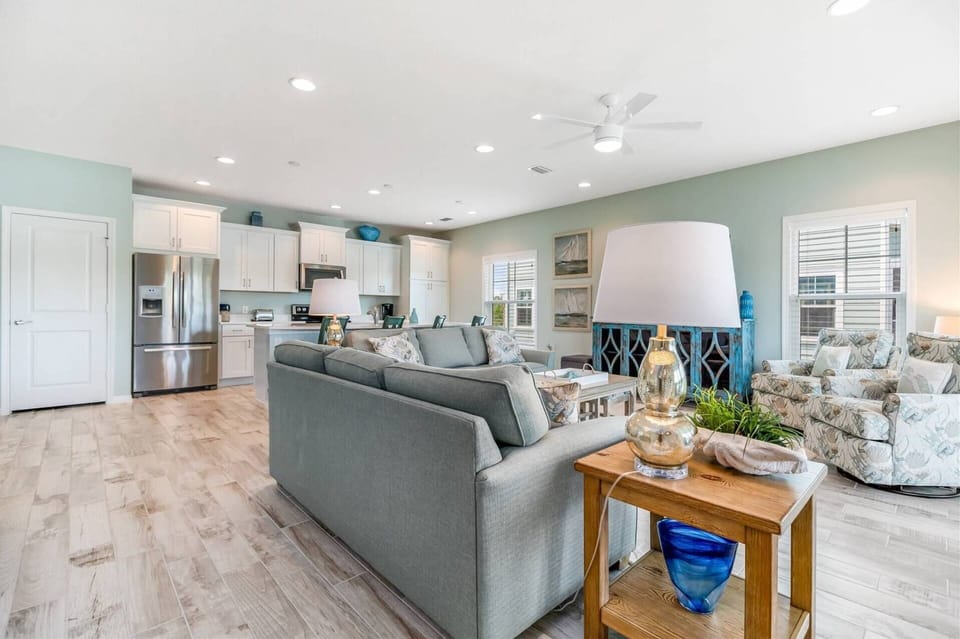Open concept living and dining room.