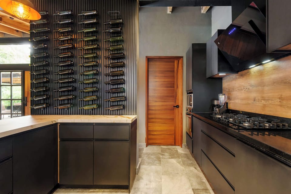 Elegant lines of the fully equipped kitchen