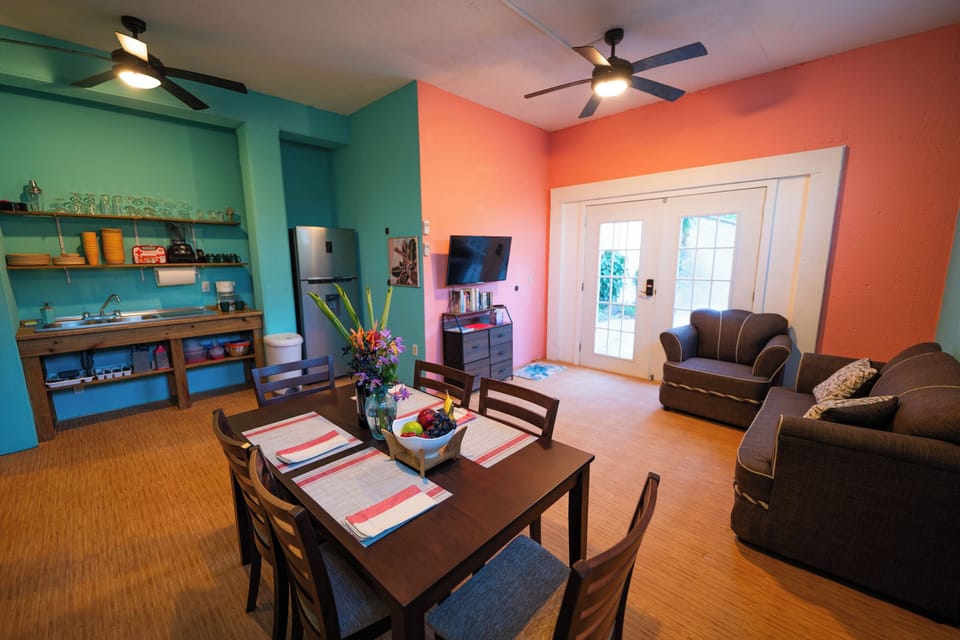 Looking towards the TV in the family room from the kitchen area.