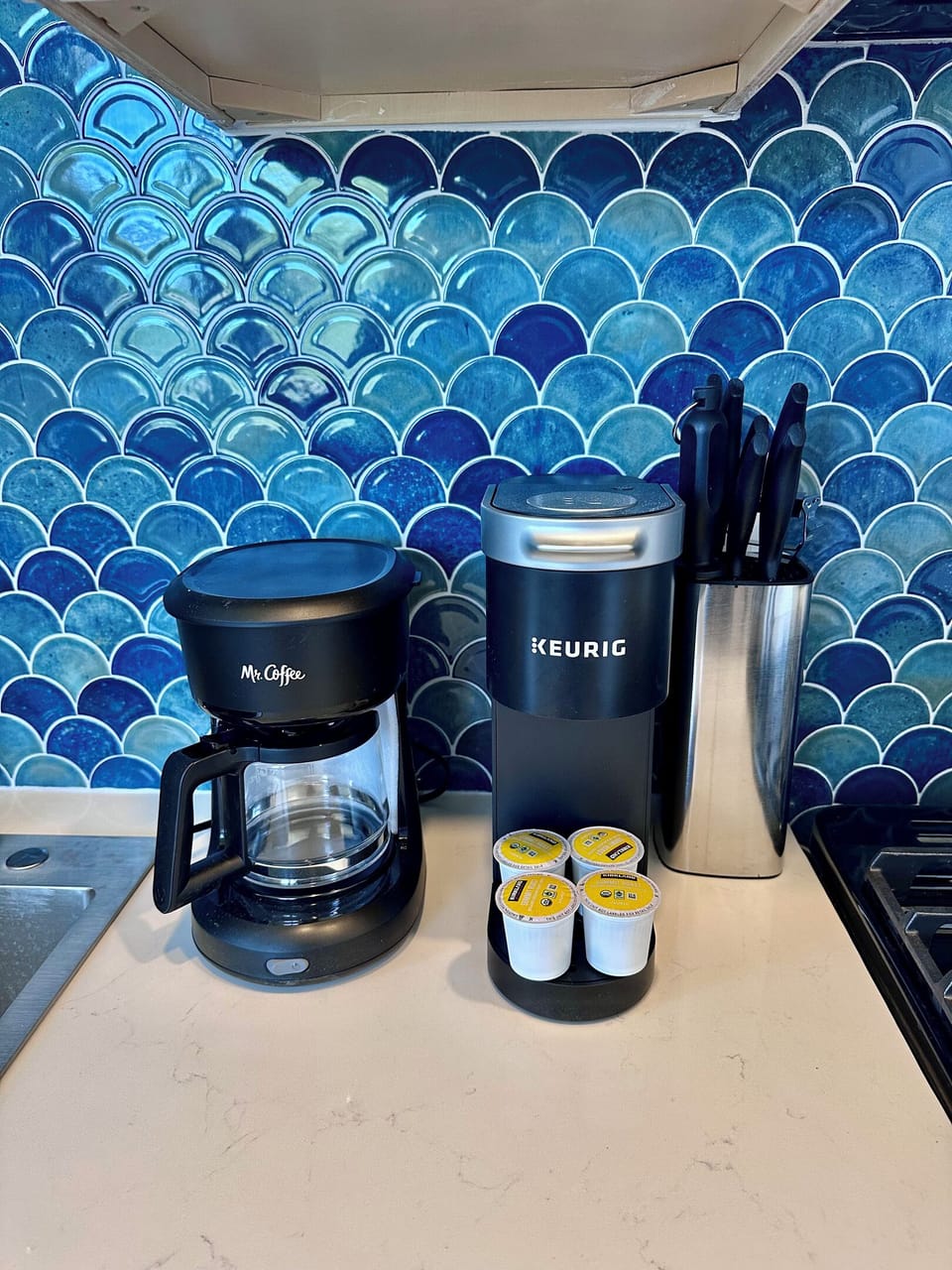 Start your day your way with a fully stocked coffee bar, offering both Keurig and drip coffee options.