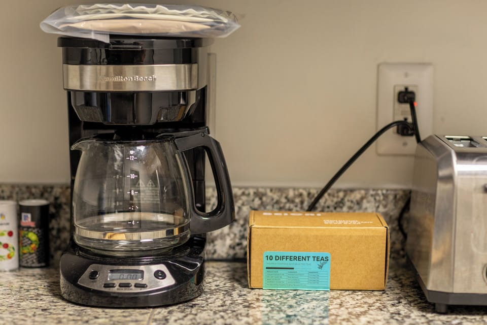 Coffee maker, toaster & tea station for easy mornings at home